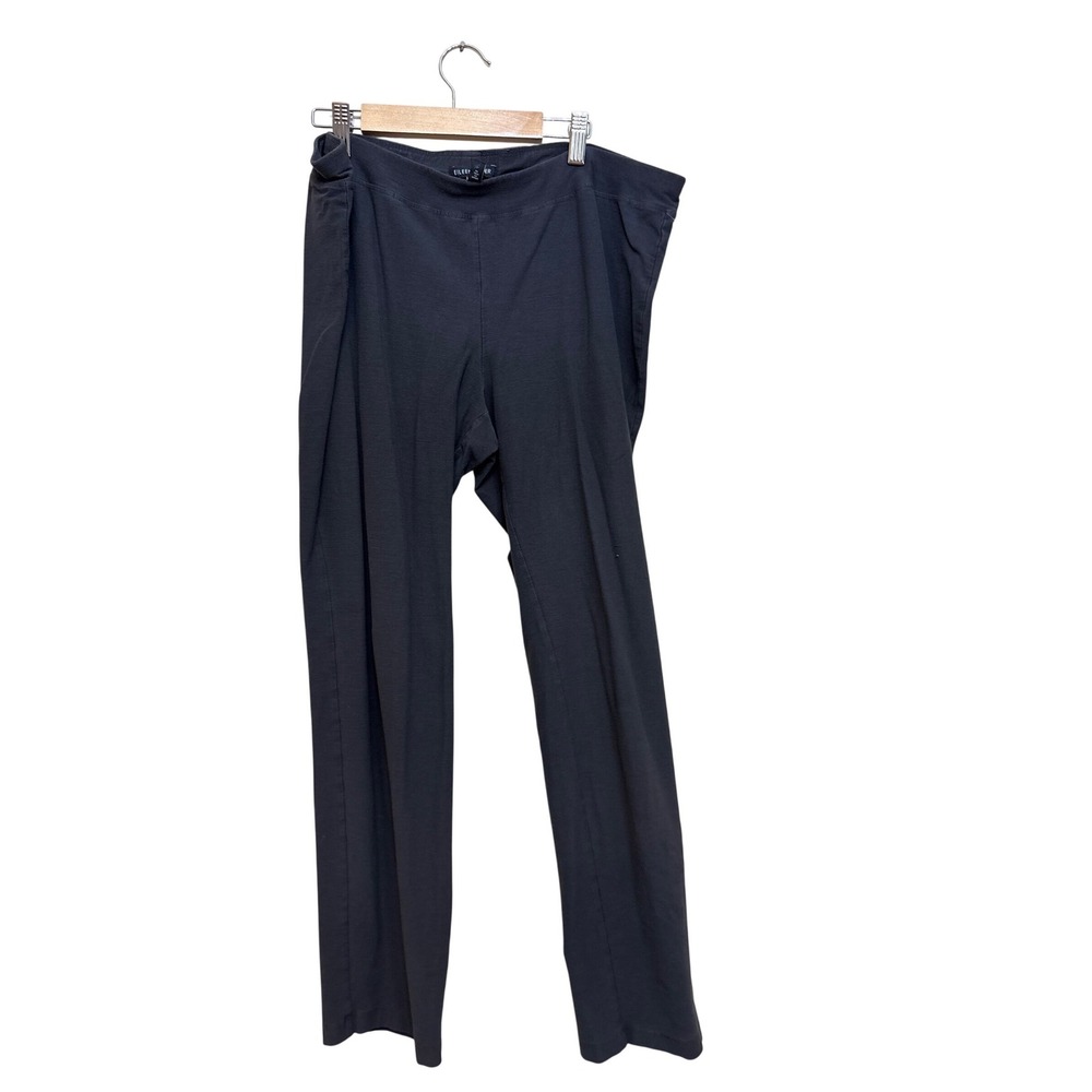 Eileen Fisher Womens Gray Knit Straight Leg Pull On Pants Size Large LG